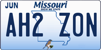 MO license plate AH2Z0N
