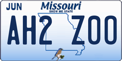 MO license plate AH2Z0O