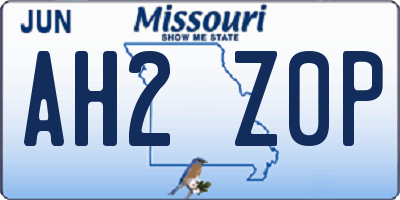 MO license plate AH2Z0P