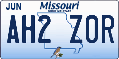 MO license plate AH2Z0R