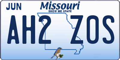 MO license plate AH2Z0S