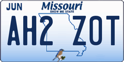 MO license plate AH2Z0T