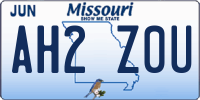 MO license plate AH2Z0U