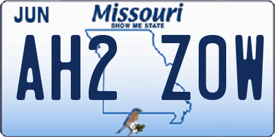 MO license plate AH2Z0W