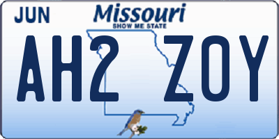 MO license plate AH2Z0Y