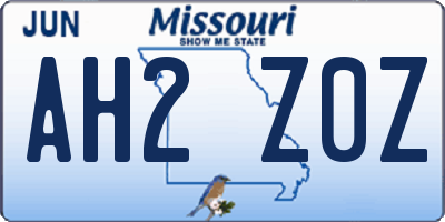 MO license plate AH2Z0Z