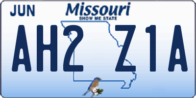 MO license plate AH2Z1A