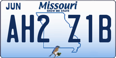 MO license plate AH2Z1B