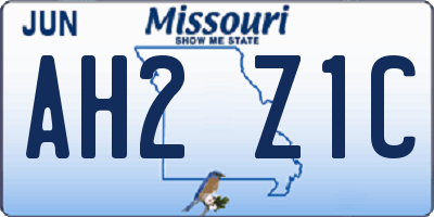 MO license plate AH2Z1C