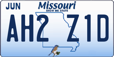 MO license plate AH2Z1D