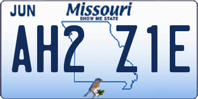 MO license plate AH2Z1E