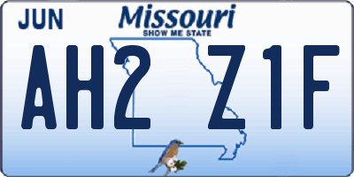 MO license plate AH2Z1F