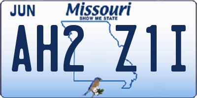 MO license plate AH2Z1I