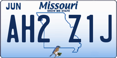 MO license plate AH2Z1J