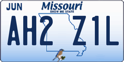 MO license plate AH2Z1L