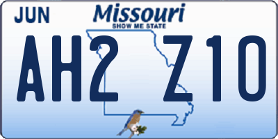 MO license plate AH2Z1O