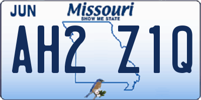 MO license plate AH2Z1Q