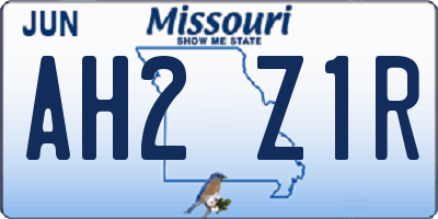 MO license plate AH2Z1R