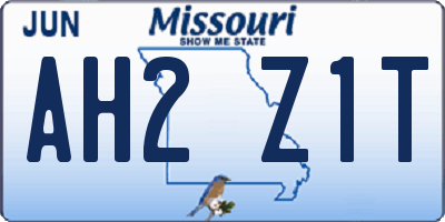 MO license plate AH2Z1T