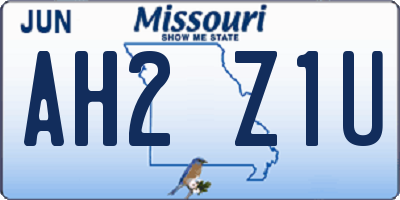 MO license plate AH2Z1U