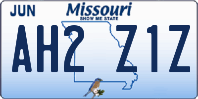 MO license plate AH2Z1Z