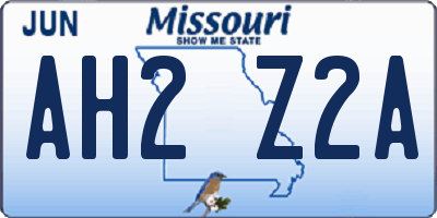 MO license plate AH2Z2A