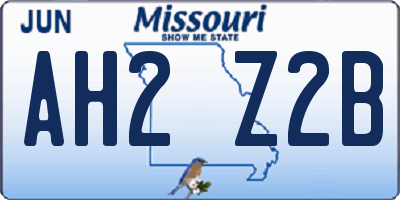 MO license plate AH2Z2B