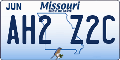 MO license plate AH2Z2C