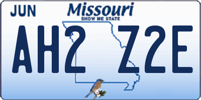 MO license plate AH2Z2E