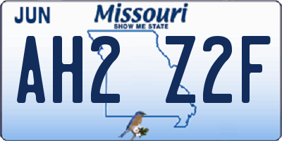 MO license plate AH2Z2F