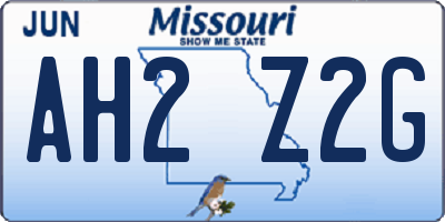 MO license plate AH2Z2G