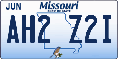 MO license plate AH2Z2I