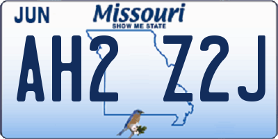 MO license plate AH2Z2J