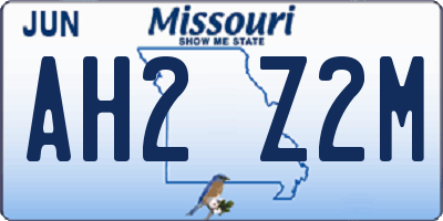 MO license plate AH2Z2M