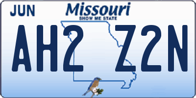 MO license plate AH2Z2N
