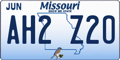 MO license plate AH2Z2O