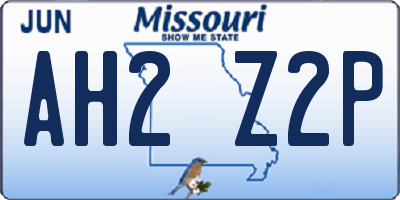 MO license plate AH2Z2P