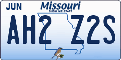 MO license plate AH2Z2S