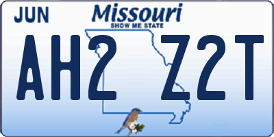 MO license plate AH2Z2T