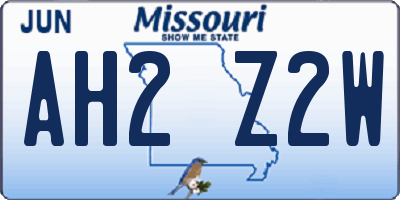 MO license plate AH2Z2W