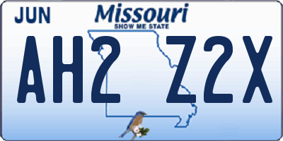 MO license plate AH2Z2X