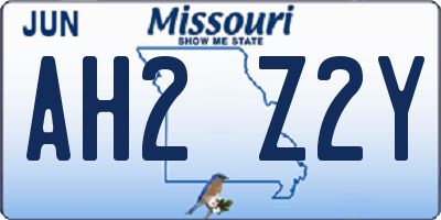 MO license plate AH2Z2Y