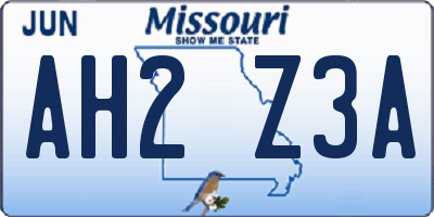 MO license plate AH2Z3A
