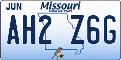 MO license plate AH2Z6G