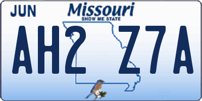 MO license plate AH2Z7A