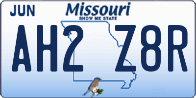 MO license plate AH2Z8R