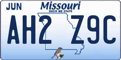 MO license plate AH2Z9C