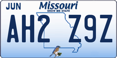 MO license plate AH2Z9Z