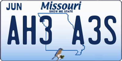 MO license plate AH3A3S