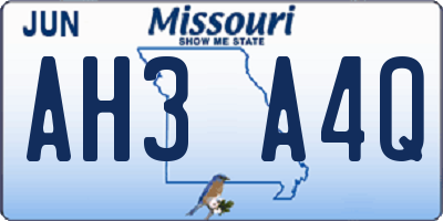 MO license plate AH3A4Q